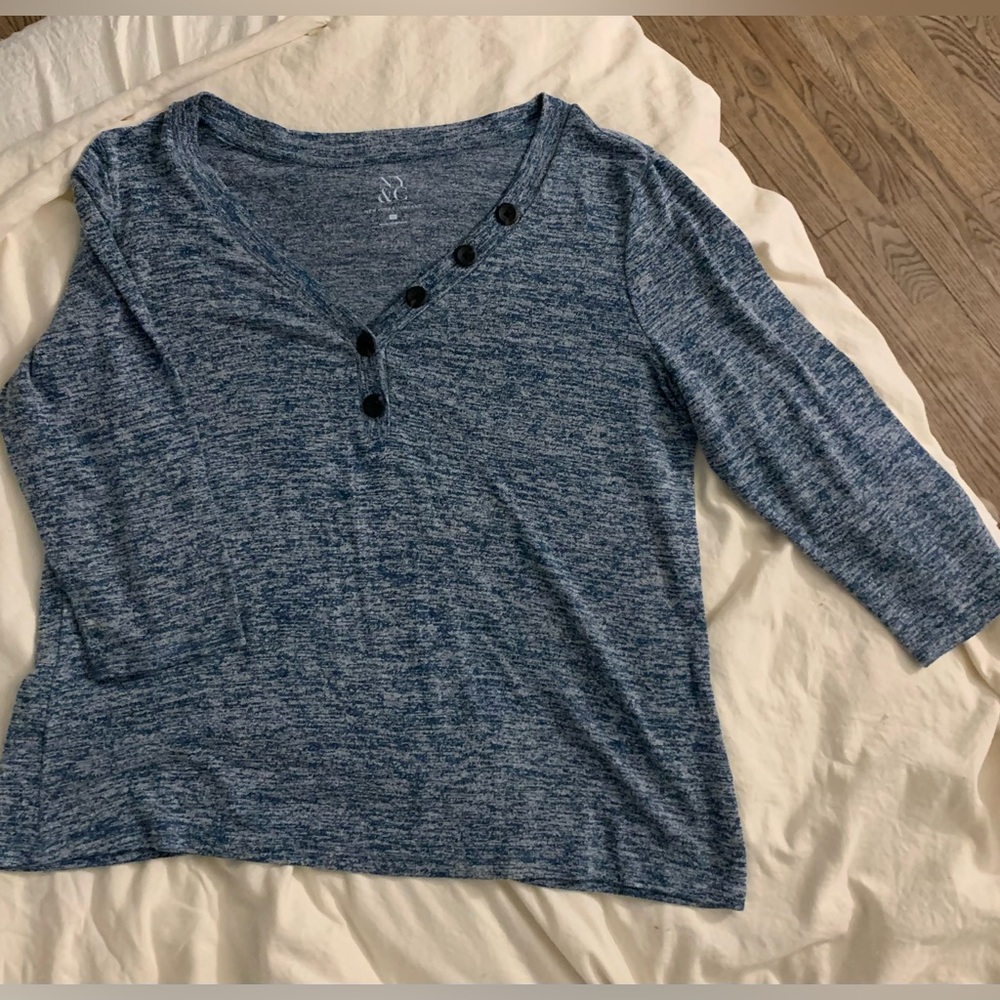 New York & Company Women’s Long Sleeve Blue Gray Shirt Large